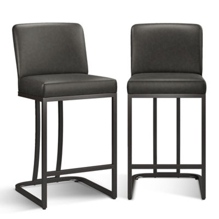 Forsyth 24" Counter Stool Finish: Black, Upholstery: Gray