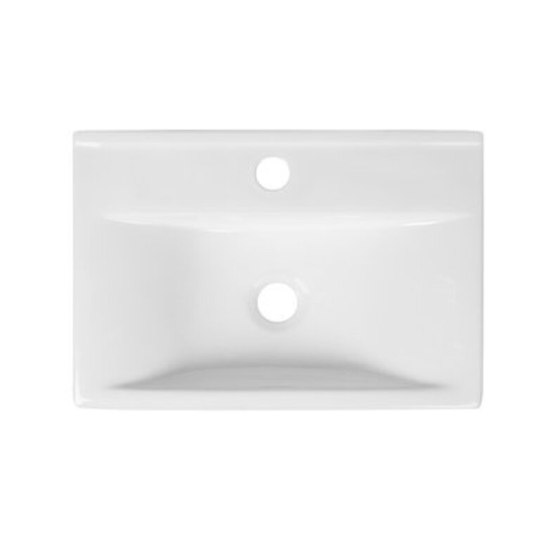 18 x 12 White Rectangular Ceramic Wall Mount Bathroom Sink with Faucet Hole