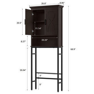 Alaye Floor Mounted Over-the-Toilet Storage Cabinet Double Doors Above Toilet Bathroom Storage