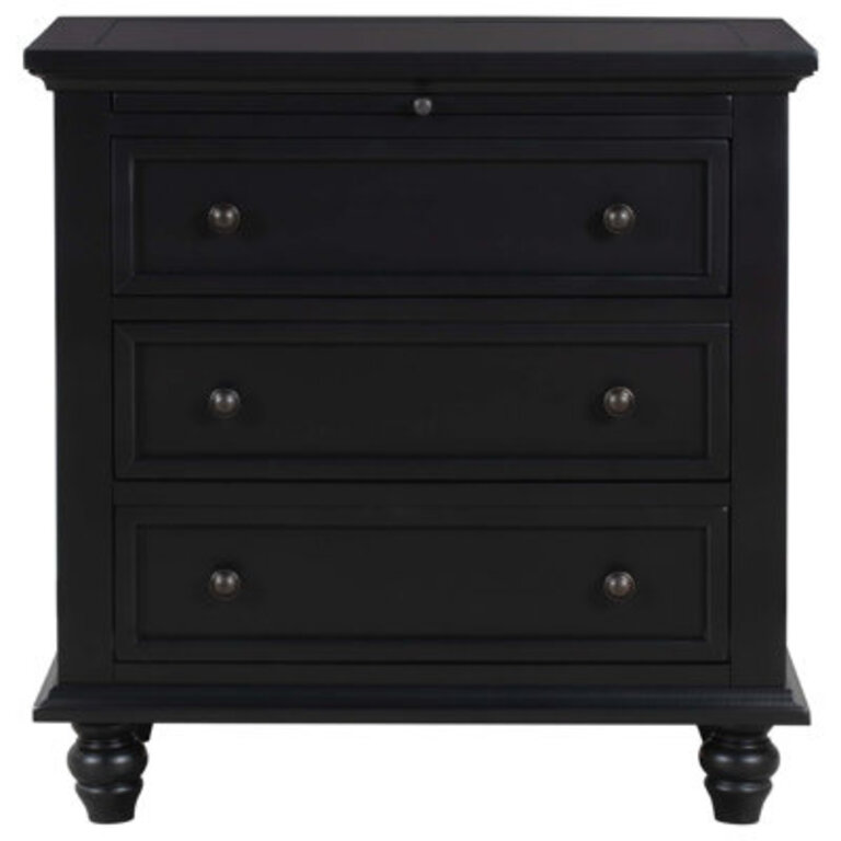 3-Drawer Storage Cabinet End Table With Pull Out Tray