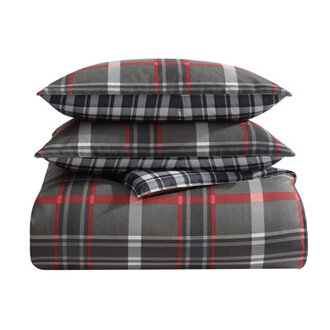 Eddie Bauer Willow Plaid Reversible Grey Duvet Cover Set