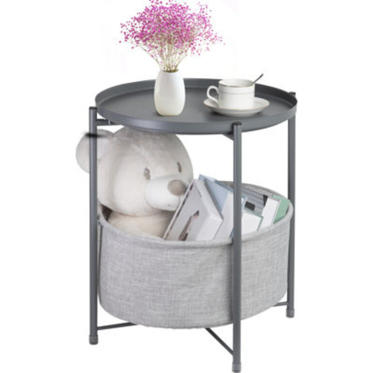 Serik Iron Tray Top End Table with Storage