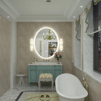 Aevar UL Certified LED Anti-Fog Tempered Glass Oval BathroomVanity Mirror with 3-Year Warranty