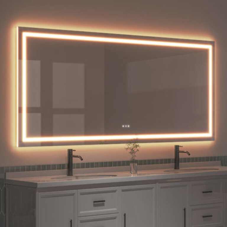 Frameless LED Light Anti-Fog Wall Bathroom Vanity Mirror with Backlit  Frontlit