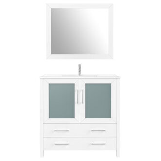 Arroyos 36 Single Bathroom Vanity with Ceramic Top with Mirror