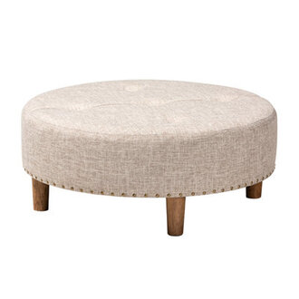 Ebern Designs Vinet Modern And Contemporary Beige Fabric Upholstered Natural Wood Cocktail Ottoman