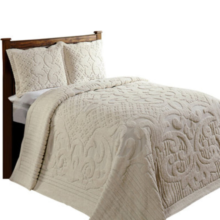 Ashton Collection Chenille Bedspread Set 100 Cotton Machine Washable Bedding Set Soft  Breathable Medallion Design Coverlet with Sham Luxurious All Season Comfort