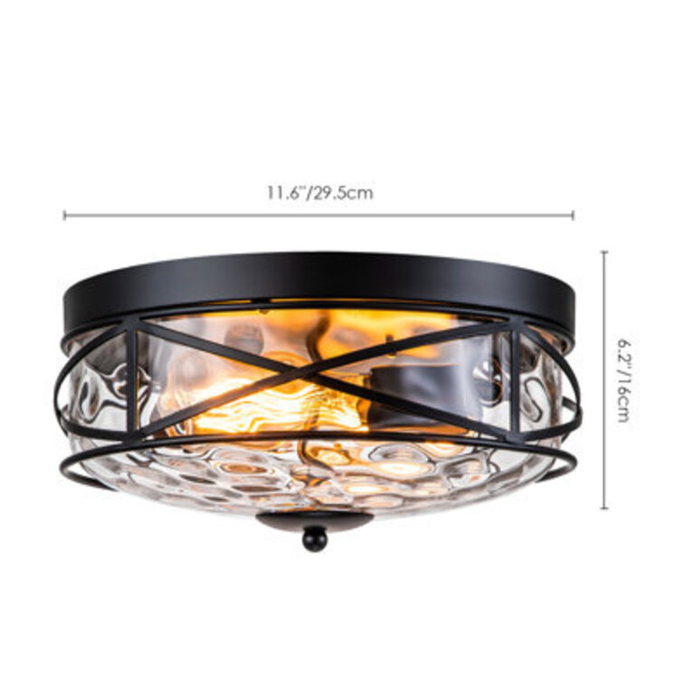 Boatner Flush Mount Ceiling Light With Clear Hammered Glass