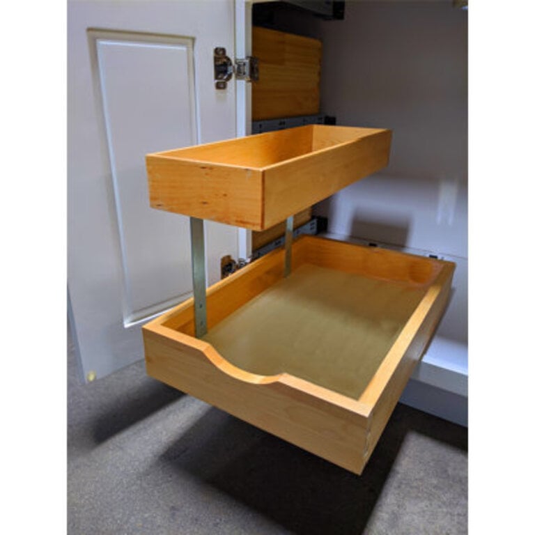 2 Tier Pull Out Organizer Shelf Sliding Drawer 12 width for Bathroom Vanity Roll Out Drawer dovetail joints