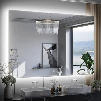 Adorna LED Backlit Frameless Lighted Bathroom Wall MirrorVanity Mirror w Brightness Adjust