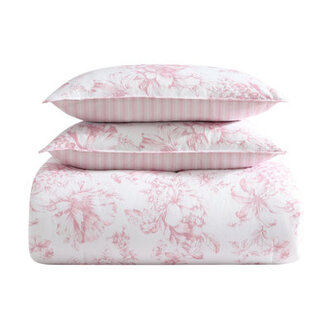 Laura Ashley Delphine Pink Cotton Reversible Comforter Set