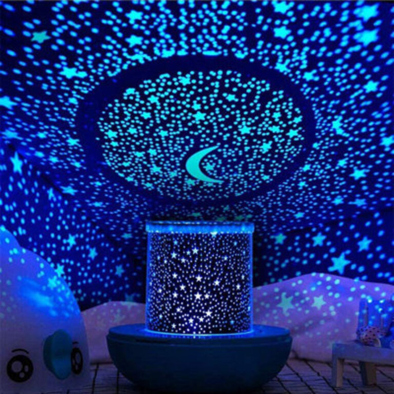Remote Control And Timer Design Seabed Starry Sky Rotating LED Star Projector For Bedroom Night Light For Kids Night Colour Moon Lamp For Children Baby Teens AdultsBlue