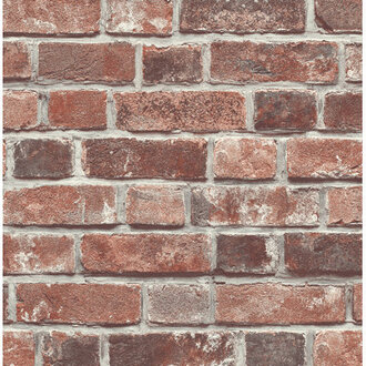 17 Stories Designs Red  Charcoal Distressed Red Brick Prepasted Wallpaper