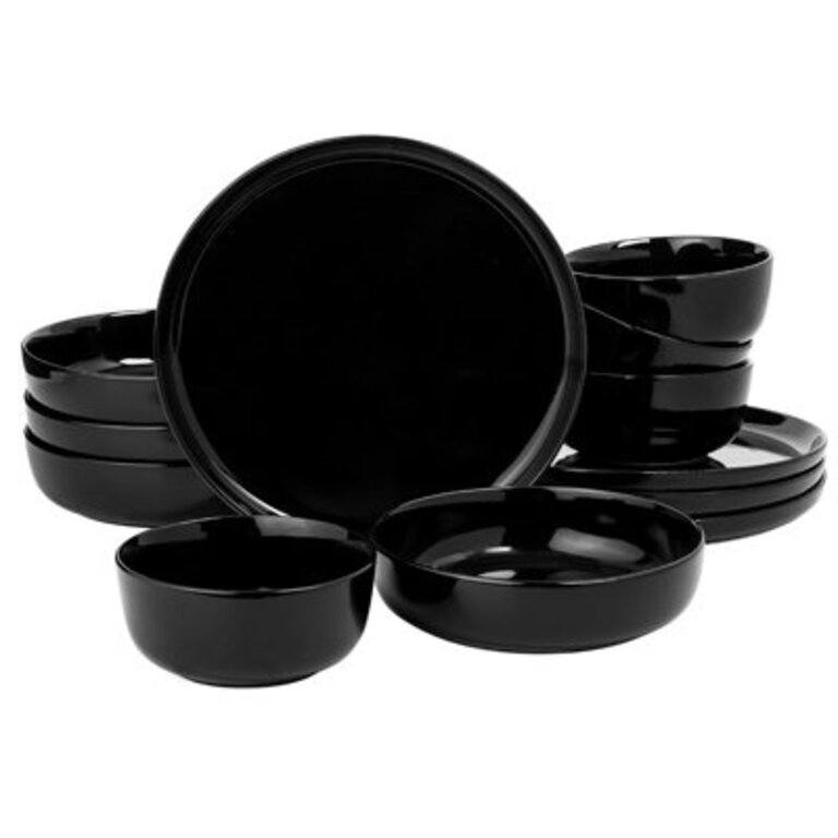 Gibson Home Oslo 12 Piece Porcelain Dinnerware Set - Black