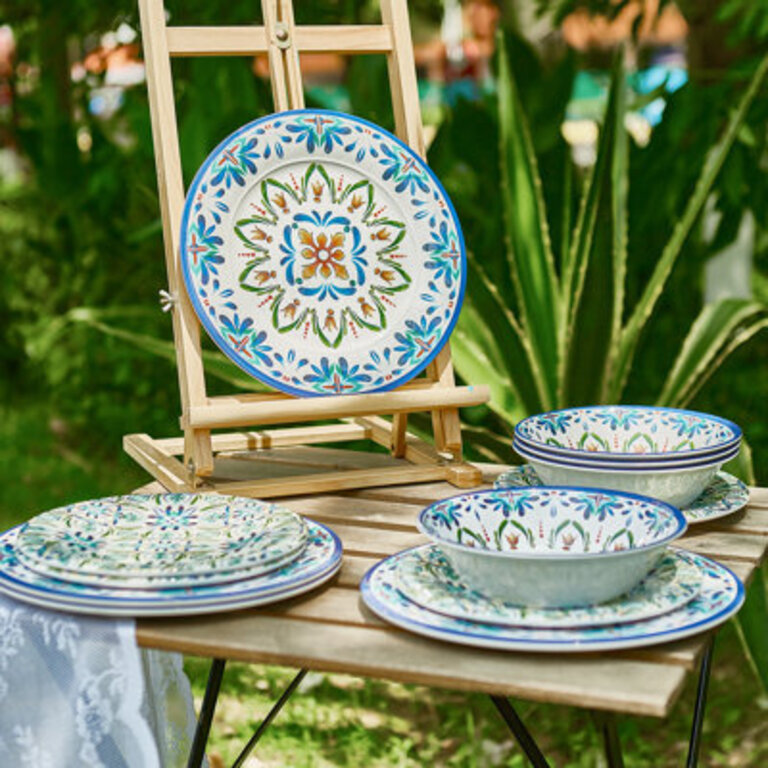 Melamine Dinnerware Set Plate Bowl Dinner Dishes Set for Indoor and Outdoor 12 PCS