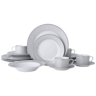 Mikasa Percy Grey 20-Piece Porcelain Dinnerware Set Service for 4