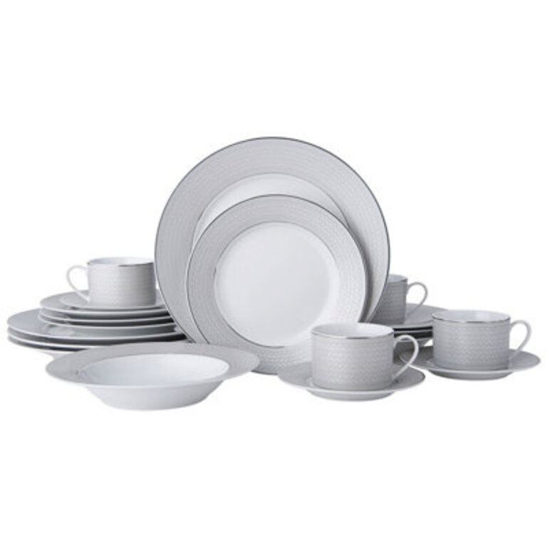 Mikasa Percy Grey 20-Piece Porcelain Dinnerware Set Service for 4