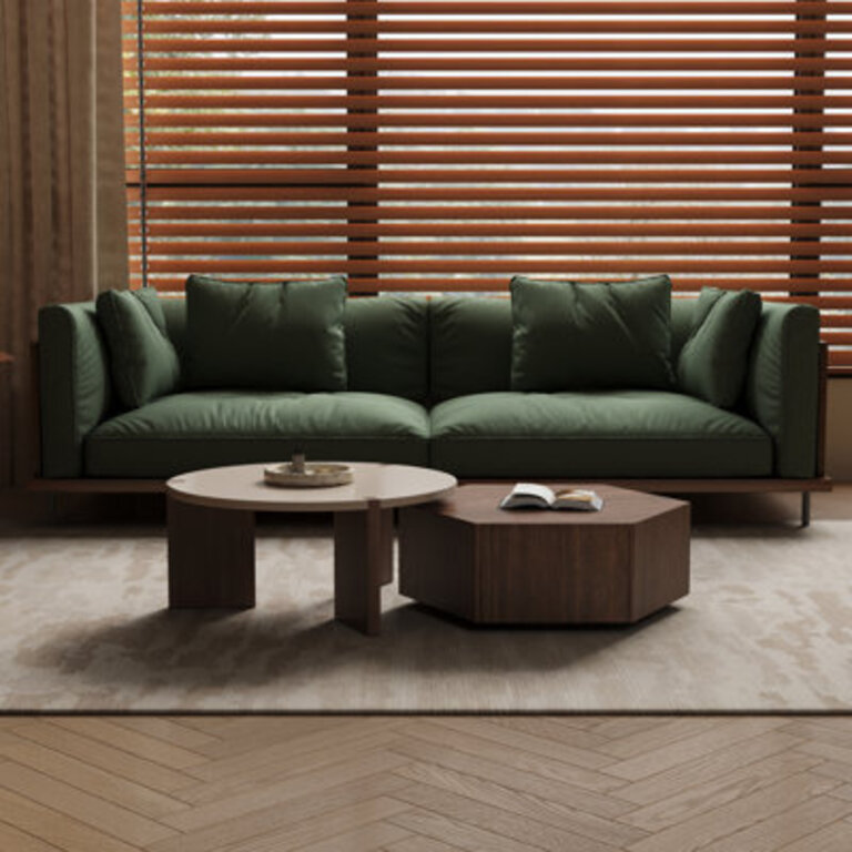 Pompilie 2 Piece Wood Nesting Coffee Table Set With Drawer Farmhouse Industrial Living Room Furniture Stylish Multi-Functional Nesting Tables