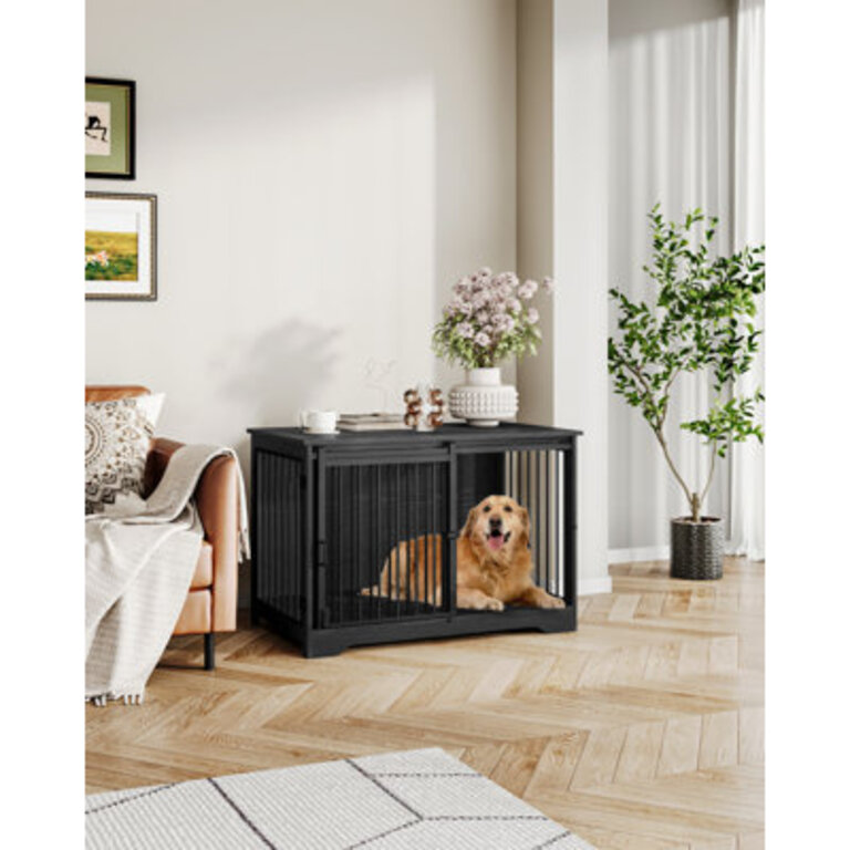 Furniture Style Dog Crate Heavy-Duty Dog Kennels with Sliding Barn Door Wooden Dog House for SmallMediumLarge Dogs End Side Table TV Stand