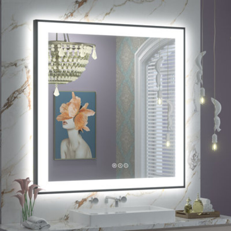 Aevar UL Certified Front  Back LED Anti-Fog Tempered Glass Framed BathroomVanity Mirror with 3-Year Warranty