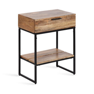 Solid Wood Top End Table with Storage
