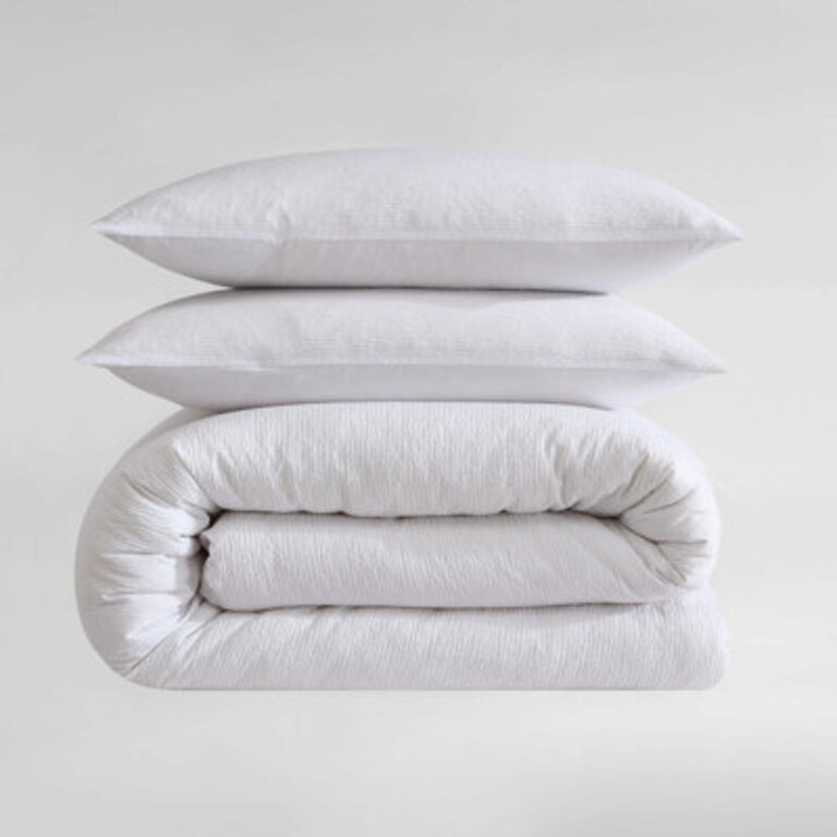 Calvin Klein Seersucker Reversible 3 Piece Duvet Cover Set
