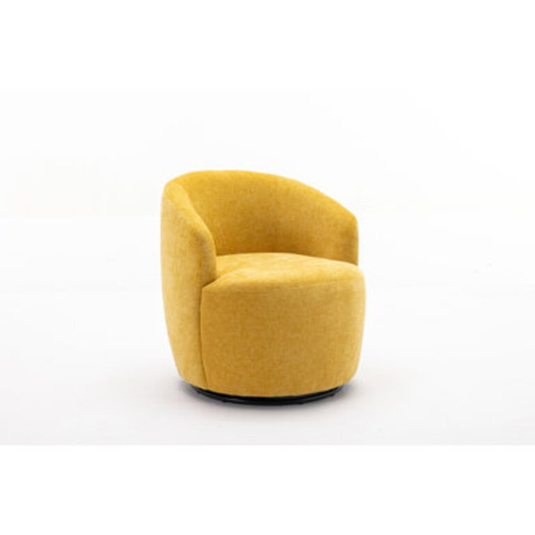 Swivel Accent Armchair Barrel Chair With Powder Coating Metal Ring Fabric: Dark Yellow Chenille