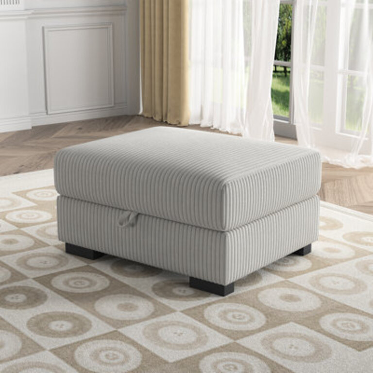 Upholstered Storage Ottoman for Corduroy Sofa Collection  346W X272D X177H Ottoman