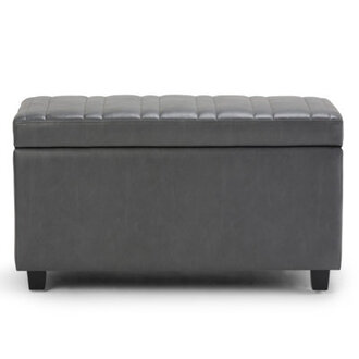 Darcy 33W Upholstered Storage Ottoman Bench with Large Interior Storage and Child Safety Hinges