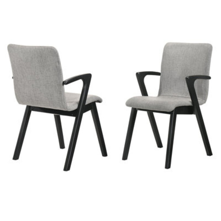 Keicy Upholstered Grey Dining Chairs in Black Finish