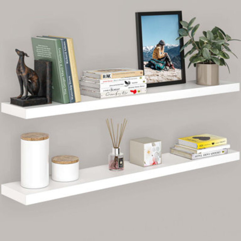 Miami 48 W x 8 D Floating Shelves Set with Invisible Wall Mount Brackets