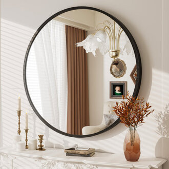Amara Tempered Glass and Aluminum Alloy Framed French Cleat Mounted Wall Mirror