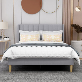 Eriksay Low Profile Upholstered Platform Bed with Winback Headboard
