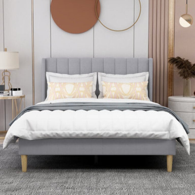 Eriksay Low Profile Upholstered Platform Bed with Winback Headboard