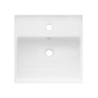 Claire Ceramic Square Wall Mount Bathroom Sink with Overflow