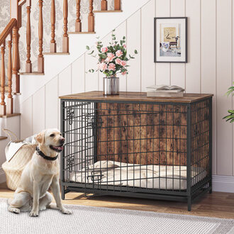 Coughran Rustic BrownBlack Wood and Metal Dog House