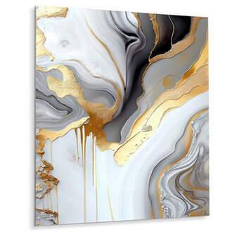 White And Gold Marble Abstract II metal Wall Decor