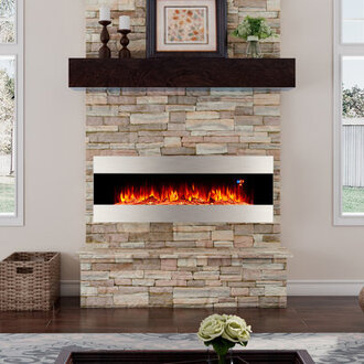 Bayboro Wall Mounted Electric Fireplace with Remote Control Adjustable Flame Colours and Heater