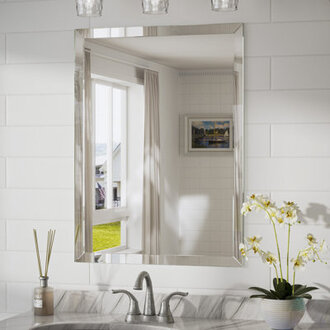 Janica Rectangular Beveled Frameless Bathroom Vanity Mirror Decorative Wall Accent Mirror