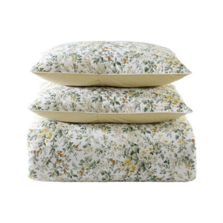 Laura Ashley Country Meadow Cotton Reversible Gold Comforter Set