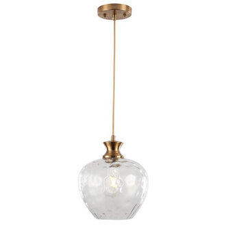 Drage 1 - Light 9 Wide Modern Globe Single Kitchen Island Pendant Lights with Hammered Glass Shade