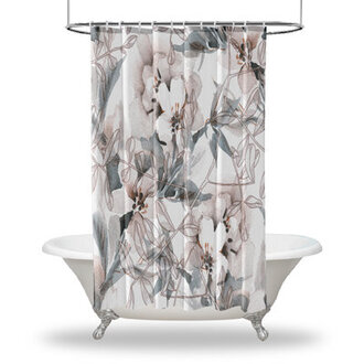 13 Piece Floral Single Shower Curtain  Hooks