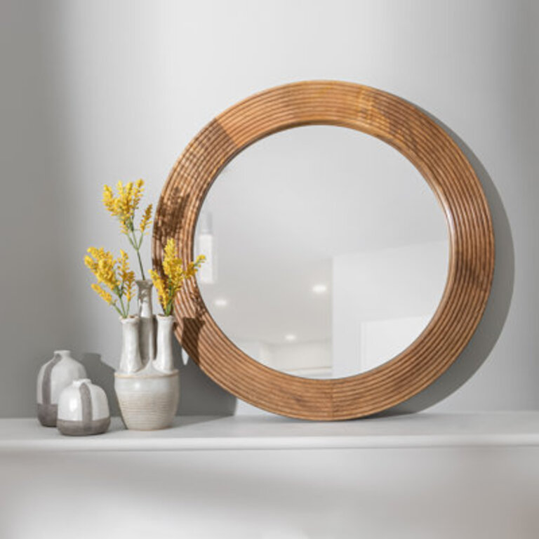 Marcellius Wood Flat Wall Mirror