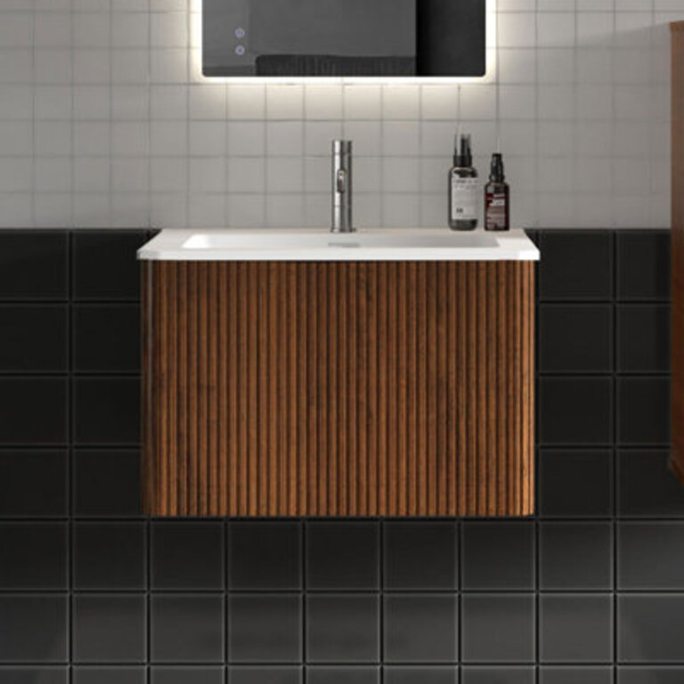 Hannemarie Wall Mounted Single Bathroom Vanity with Top with Overflow Pre-Assembled