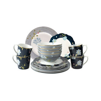 Heritage Collectables 16 Piece Dinnerware Set Service for 4 - New bone inglaze porcelain - Golden Rim