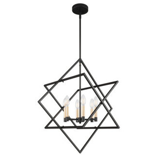 Camerlengo 6-Light Rustic Farmhouse Lantern Adjustable Height Dimmable Black Chandelier Light Fixture