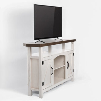 Nasho Farmhouse Corner TV Stand with USB Ports and Outlet Fit for TVs up to 60