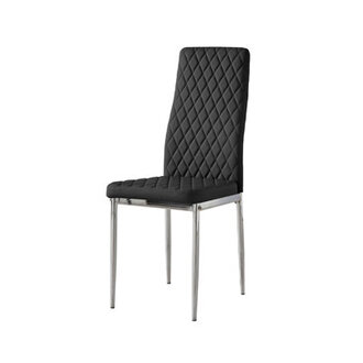 Hatched Faux Leather Sleek Metal Leg Luxury Dining Chairs