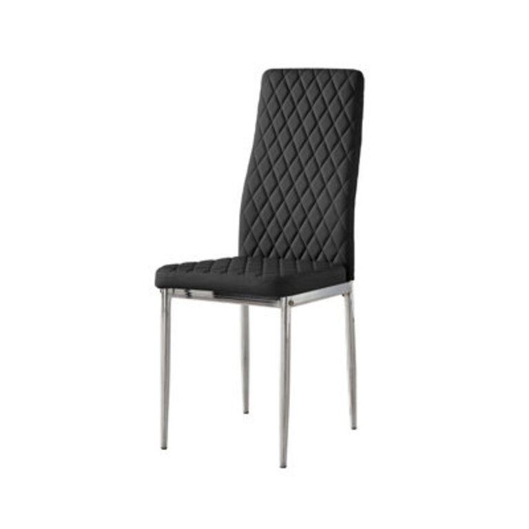 Hatched Faux Leather Sleek Metal Leg Luxury Dining Chairs