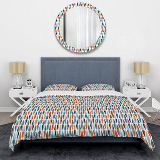 Retro Art Deco Waves II - Vintage Abstract Duvet Cover Set - Microfiber Polyester